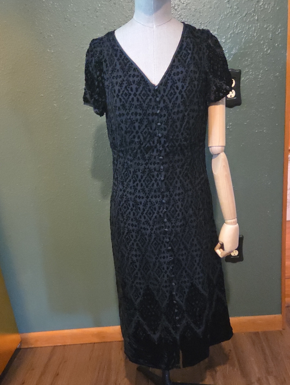Vintage Burnout Velvet Black Dress Size 8